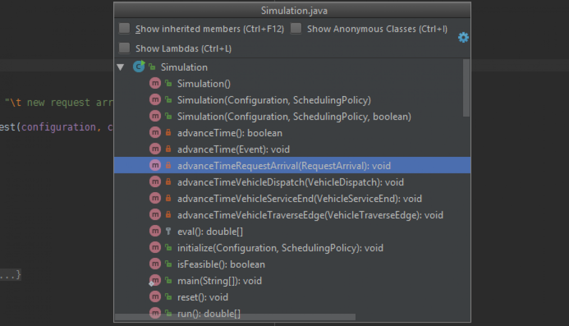 An outline of your class in intellij idea